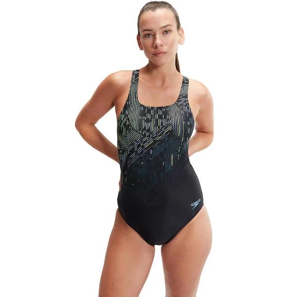 Speedo Womens Digital Printed Medalist Black AU 18 / GB 42