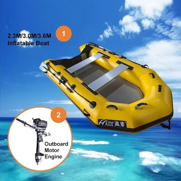 2.3M/3.0M/3.6M Inflatable Boat + 4 Stroke Outboard Motor 2in1 Set Yellow / 3.6m Boat / 4 Stroke Motor