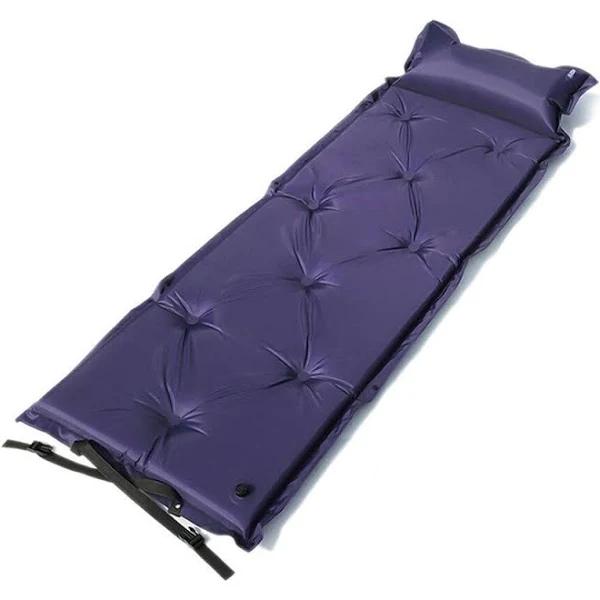 Bargene Self Inflating Mattress Camping Hiking Airbed Mat Sleeping with Pillow Bag Camp- Navy