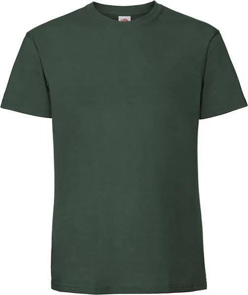 Fruit of The Loom Mens Iconic Premium Ringspun Cotton T-Shirt Bottle Green S Ringspun Cotton Mens T-Shirt