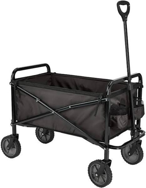 Amazon Basics Collapsible Folding Outdoor Utility Wagon With Cover Bag, Black