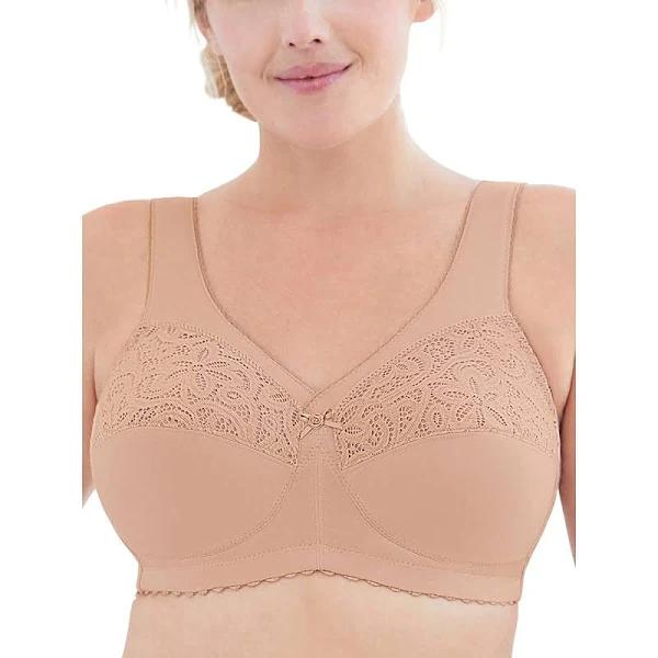 Glamorise Magiclift Cotton Support Wire-Free Bra - Cafe - 14J - AfterPay & Klarna Available