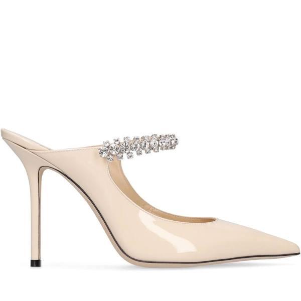 Jimmy Choo | Women 100mm Bing Patent Leather Mules Ivory 38