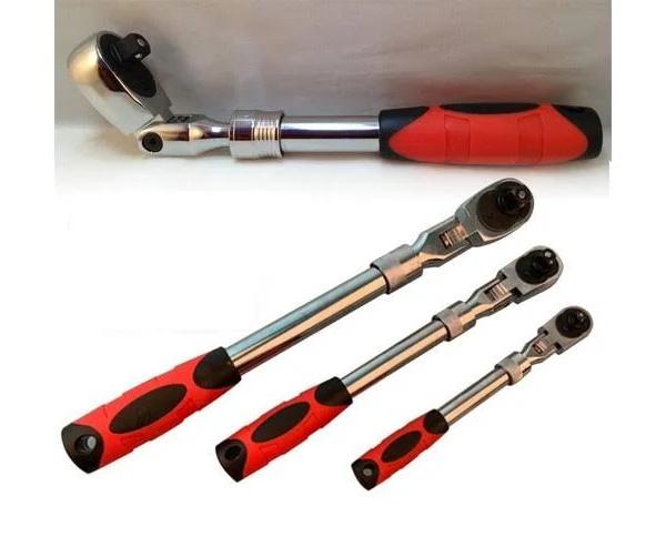 Youngly 1/4" 3/8" 1/2" Drive 3pcs Extendable Flex-Head Ratchet Wrench 72-Tooth Heavy Duty Quick Release Auto Repair