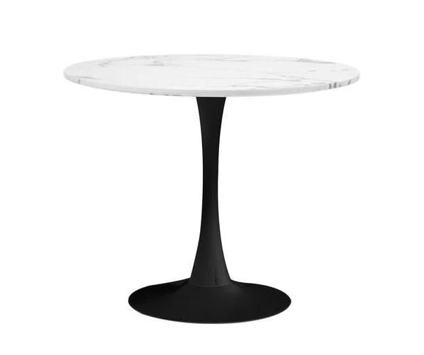 Oikiture 90cm Dining Table Kitchen Marble White&Black