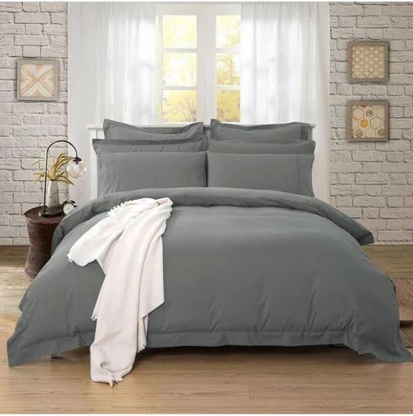 Fabric Fantastic 1000TC Ultra Soft Striped Duvet/Doona/Quilt Cover Set Queen/King/Super King Size-Grey - Queen - AfterPay & zipPay Available