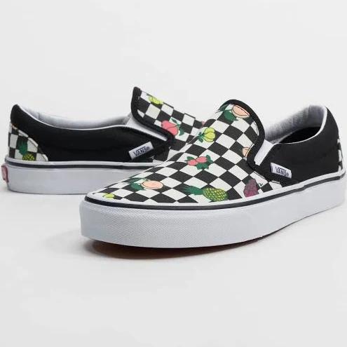 Vans Classic Slip On Fruit Checkerboard Shoes - Size 4.5 - Fruit/checkerboard Black