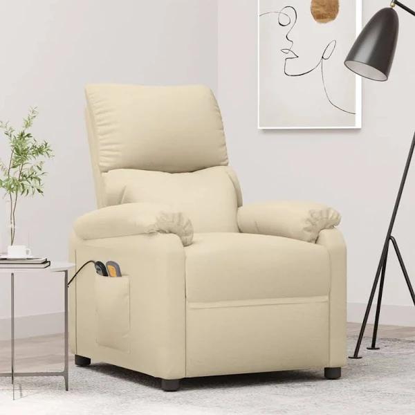 Stand Up Massage Recliner Chair Cream Fabric