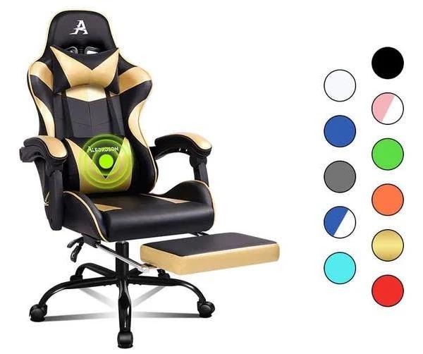 ALFORDSON Gaming Chair with Lumbar Massage Office Chair Black & Gold