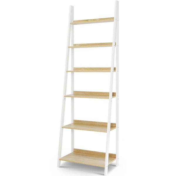 HelloFurniture Chole 6 Tier Display Shelf Rack White & Oak