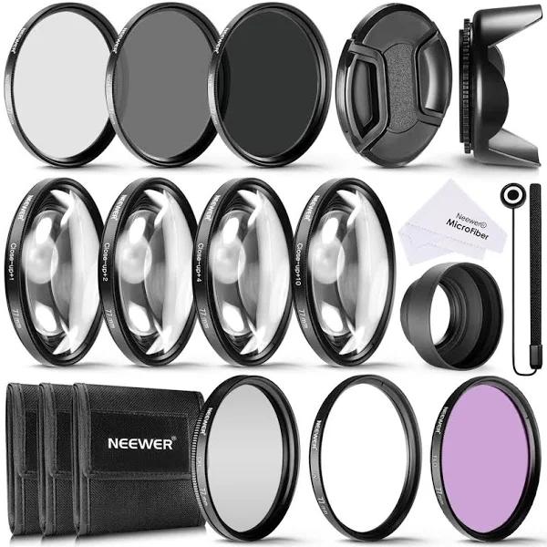 Neewer 77mm Lens Filter and Accessory Kit: UV CPL FLD Filters, Macro Close Up Filter