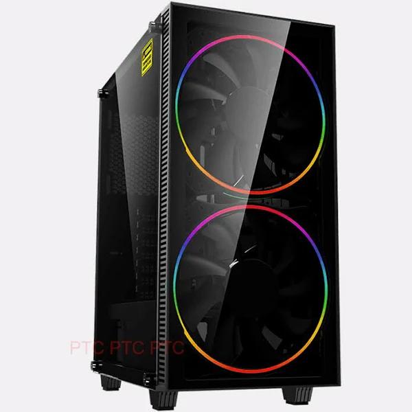 200mm Rgb Fan Mid Tower Atx Computer Pc Gaming Case Dual Tempered