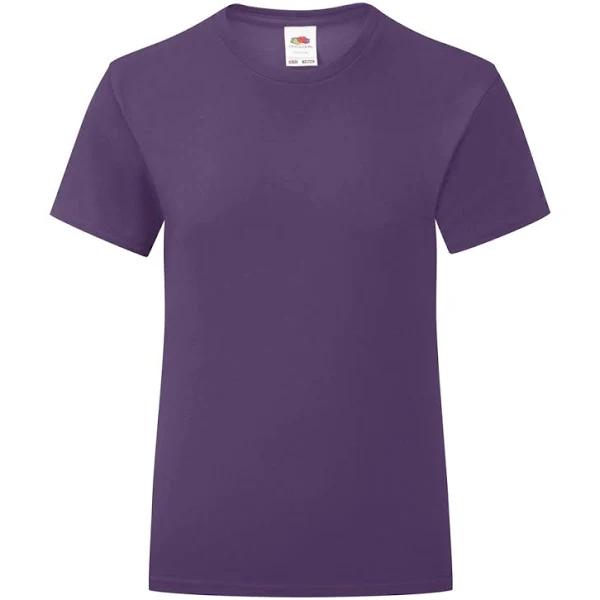 Fruit of The Loom Girls Iconic 150 T-Shirt Purple 5-6 Years