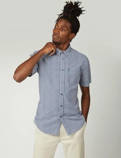 Ben Sherman Blue Signature Core Gingham Short Sleeve Shirt