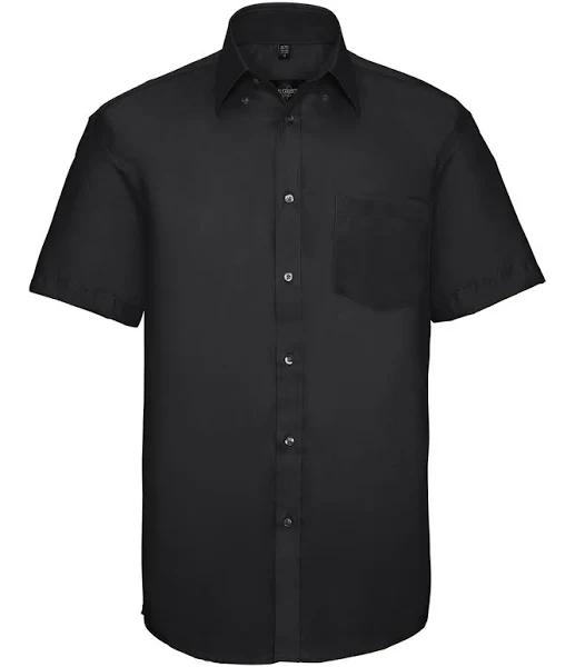 Russell Collection Short Sleeve Ultimate Non-Iron Shirt - Black, 14.5