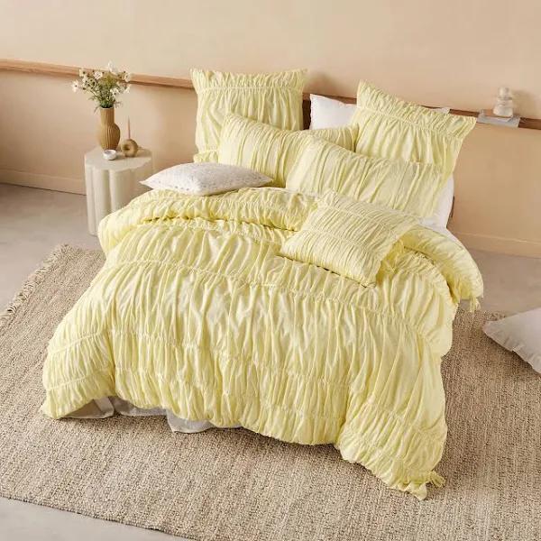 Linen House Layla Lemon Quilt Cover Set - Super King