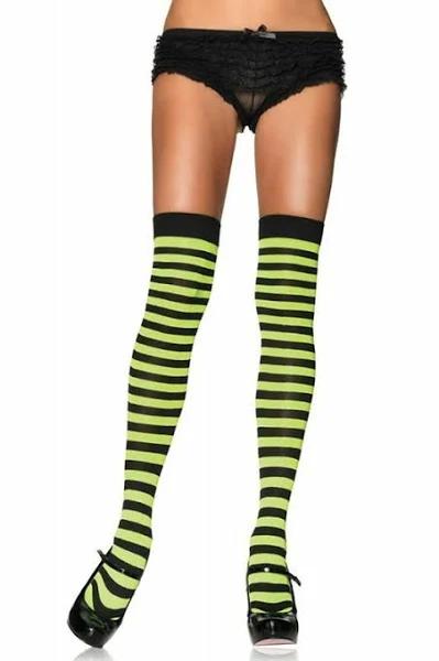 Black and Yellow Nylon Striped Stockings