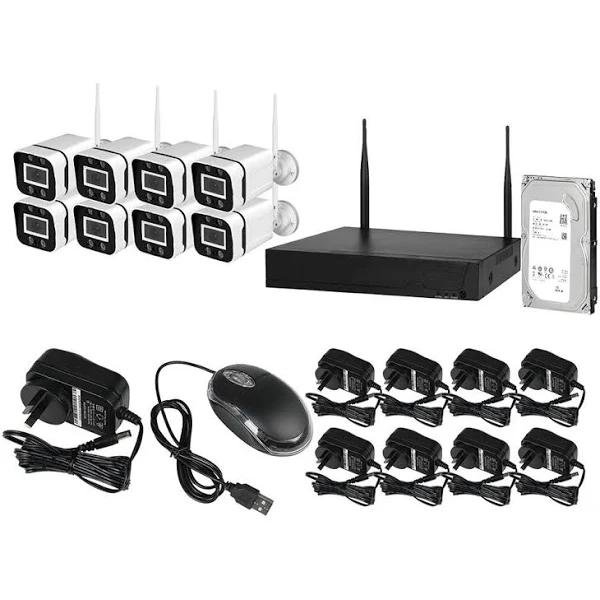 Wireless Security Camera System Set With Hard Drive Home CCTV NVR Wifi OutdoorX8