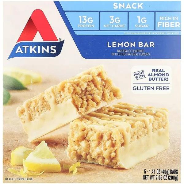 Atkins Snack Lemon Bar 5 Bars 1.41 oz (40 g) Each