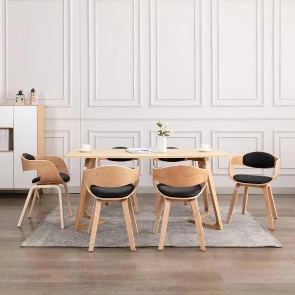 NNEVL Dining Chairs 6 Pcs Bent Wood and Faux Leather