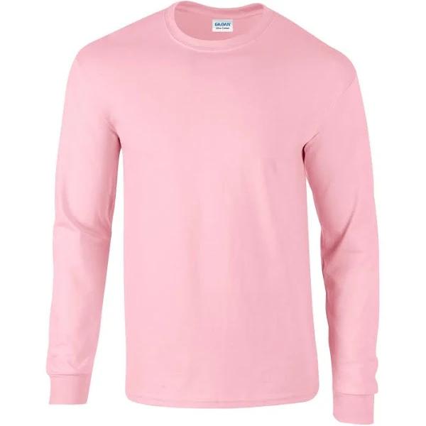 Gildan Unisex Adult Ultra Plain Cotton Long-Sleeved T-Shirt Light Pink XL