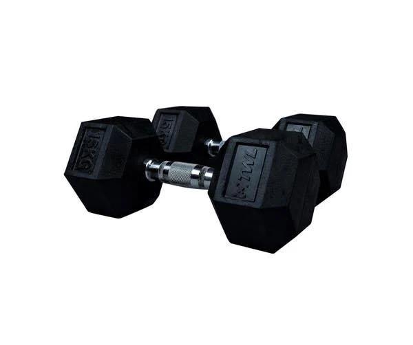 TWL - Rubber Hex Dumbbell - Pair - Black 12.5kg