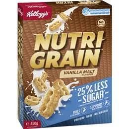 Kellogg's Nutri Grain 25% Less Sugar Vanilla Malt Flavour 450g