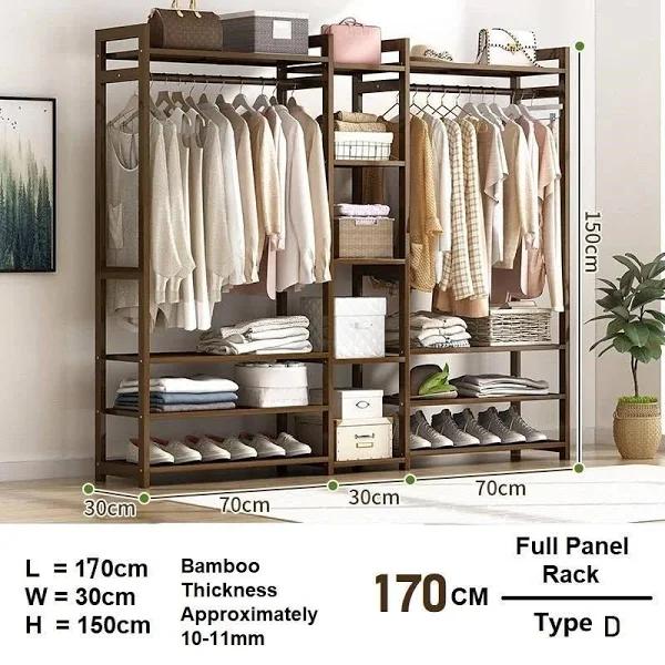 Bamboo Clothes Rack Garment Closet Storage Organizer Hanging Rail Shelf Dress Room - Earn Everyday Rewards, AfterPay Available