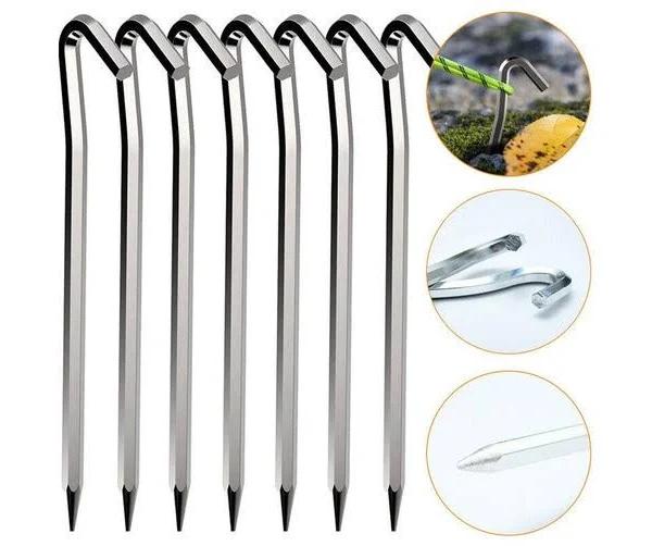 12pcs Tent Pegs Ground Camping Stakes Outdoor Nail 6mm Heavy Duty New AU