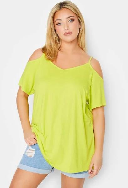 Yours Curve Lime Green Cold Shoulder Top Size 16 | Women's Plus Size and Curve Fashion