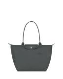 Longchamp Le Pliage Green Recycled Canvas Large Shoulder Tote Graphite