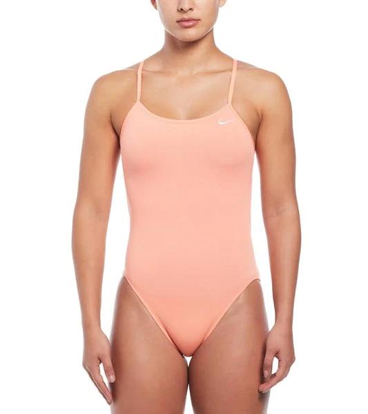 Nike Women's Hydrastrong Solid Cut Out Tank One Piece Swimsuit - Bright Mango | Polyester - Swimoutlet.com