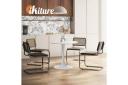 Oikiture 60cm Dining Table Kitchen Marble Tulip Round Metal Leg White