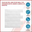 Tiles 3D Peel and Stick Wall Tile Subway White (30 x 30cm x 10 Sheets)