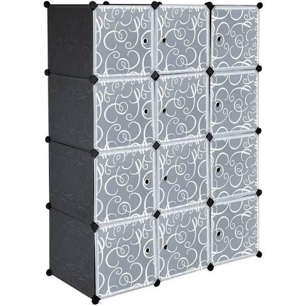 Foret DIY 12 Cube Storage Cabinet Compartment Cupboard Wardrobe Rack Shelf XL