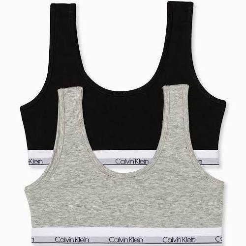 Calvin Klein Kids' Modern Cotton Bralette 2 Pack Black/Heather Grey