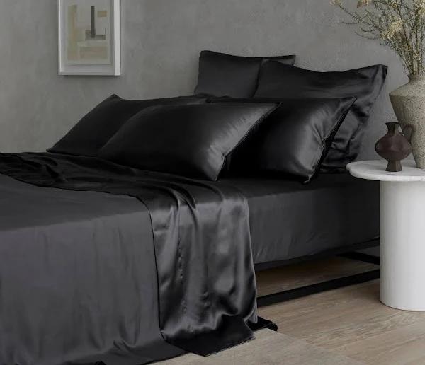 Bedding Co. 100% Mulberry Silk Sheet Set | Black | Super King