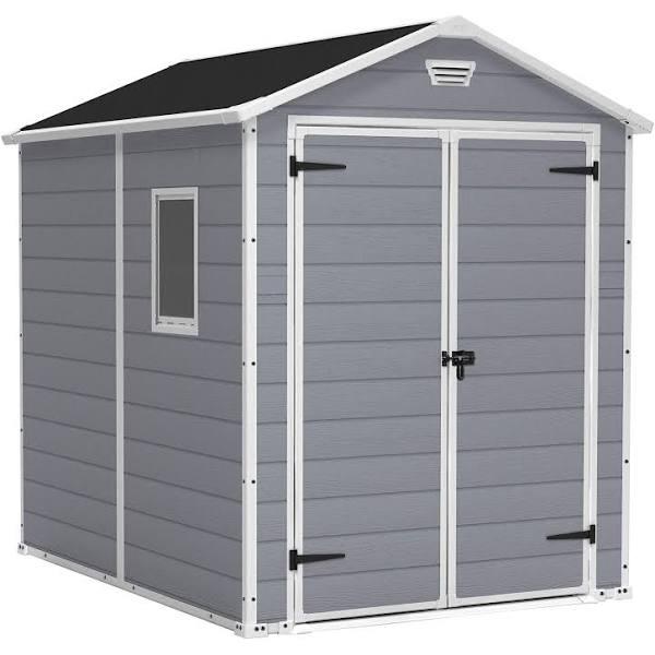 Keter Manor 6x8 Large Outdoor Storage/Garden Shed (european Grey/White) - AfterPay & zipPay Available