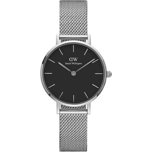 Daniel Wellington Petite Black Sterling 28mm Silver Watch