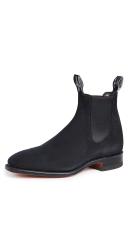 R.M. Williams Black Suede Craftsman Chelsea Boots