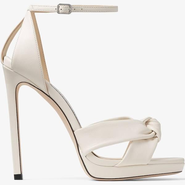 Jimmy Choo Rosie 120 Latte Nappa Leather Platform Sandals - Neutral - 43