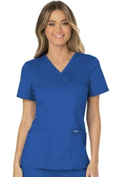 Cherokee Workwear Revolution Mock Wrap Scrub Top - 5x - Royal