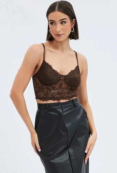 Ally Fashion Brown Lace Corset Top - Size M, Women's Top