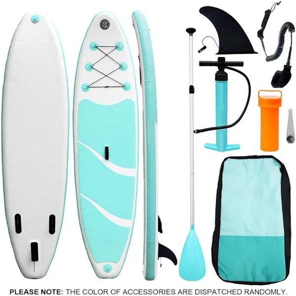 300x76x15CM Stand Up Paddle Sup Inflatable Surfboard Paddleboard w/ Accessories & Backpack - 09G-White/Blue