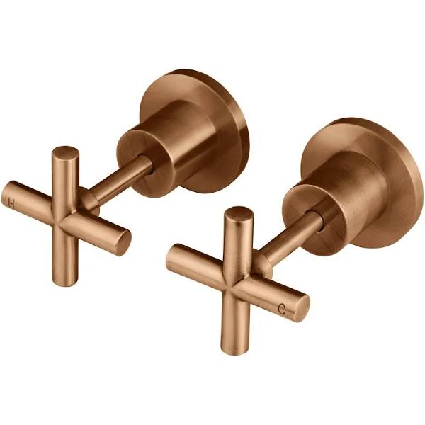 Round Cross Handle Jumper Valve Wall Top Assemblies, Lustre Bronze