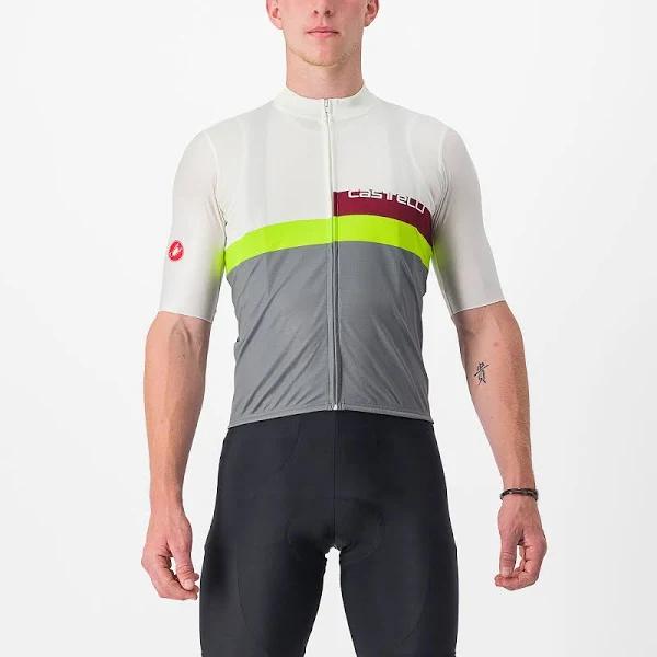 Castelli A Blocco Jersey - Ivory/Bordeaux/Electric Lime/Sedona Sage