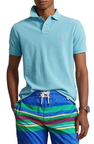 Polo Ralph Lauren Basic Solid Cotton Polo Shirt Turquoise Nova Heather