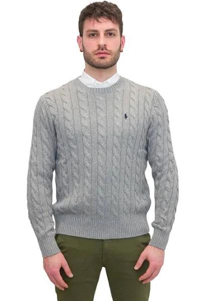 Polo Ralph Lauren Cable Knit Cotton Men's Sweater - Fawn Grey Heather