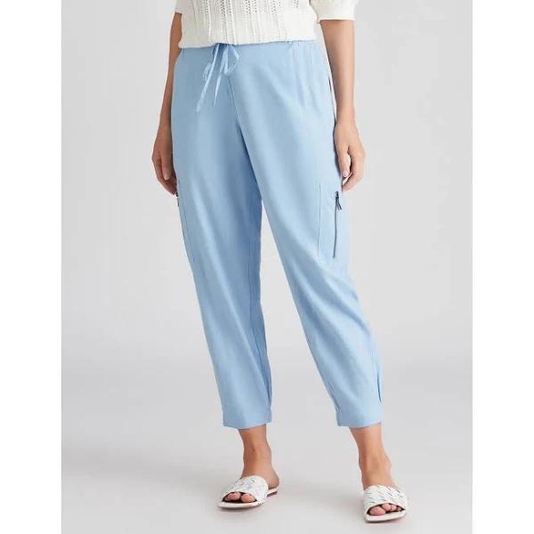 Katies Linen Blend Elastic Hem Pants - Size 20 - Womens - Sky Blue