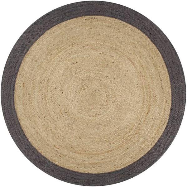 vidaXL - Handmade Rug Jute with Dark Border - Grey - 120 cm